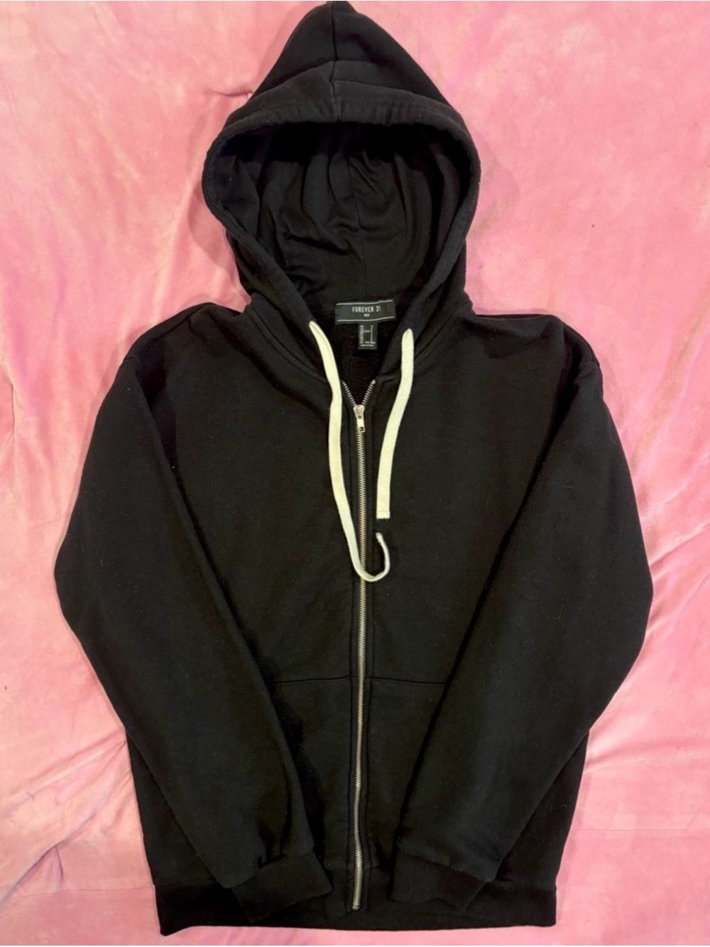 Forever 21 Men Black Full-Zip Hooded Jacket 🖤